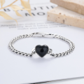 wholesale S925 Silver Retro Korean Style Black Heart Trendy Internet Celebrity Ins Aesthetic Versatile Bracelet-0-0