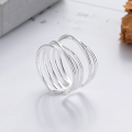 wholesale S925 Sterling Silver European and American Popular Creative Multi-Layer Line Open Ring Geometric Trendy Fashion Index Finger Ring-0-1