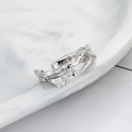 wholesale S925 Sterling Silver European and American Style Irregular Wrinkle Tin Foil Cut-Out Open Adjustable Ring for Women-0-1