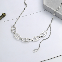 wholesale S925 Sterling Silver Korean Dongdaemun Pig Nose Pendant with Tassel and Minimalist Collarbone Necklace for Women-YL217/approx. 18.9g>925 silver