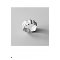 wholesale S925 Sterling Silver Matte Irregular Index Finger Ring with Concave-Convex Surface Minimalist Wide Wave Geometric Ring J9011-S925 silver one piece Adjustable opening