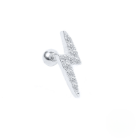 wholesale S925 Sterling Silver Single Lightning Prong-set Zircon Threaded Ear Stud, Trendy Ins Cartilage Piercing Earring-Single platinum-white diamond