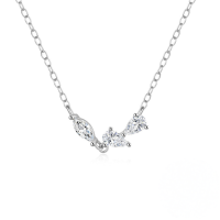 wholesale 925 Sterling Silver Cluster Pendant Necklace With Zircon Accents, Korean Style, Xiaohongshu Inspired Design-Platinum 925 silver