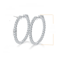 wholesale S925 Sterling Silver New European and American Hoop Earrings for Women with High-End Moissanite Studs-0-5