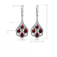 wholesale S925 Silver Natural Garnet Stud Earrings, Fashionable and Elegant High-End Gemstone Earrings-Natural Black Pomegranate &gt;925 Silver