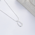 wholesale S925 Sterling Silver Korean Style Internet Celebrity Minimalist Plain Pendant Necklace INS Trendy Commuting Versatile Collarbone Chain-0-2