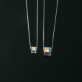 wholesale S925 Sterling Silver Narran Aurora Sugar Cube Necklace with Swarovski Crystal Magic Cube Iridescent Collarbone Chain Necklace D7649-0-0