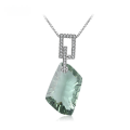 wholesale S925 Silver Colorful Green Amethyst Necklace Pendant Fashionable Luxurious High-End Irregular Gemstone Drop-0-0