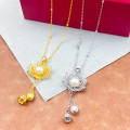 wholesale S925 Sterling Silver Lotus Natural Pearl Seedpod Tassel Pendant Necklace, Chinese Style Chic and Elegant Collarbone Jewelry-0-0
