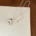 wholesale S925 Sterling Silver Waterdrop-shaped Bead Sweater Necklace for Women, Small and Minimalist, Korean-style, Ins-inspired, Forest-themed-0-5