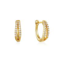 wholesale 925 Sterling Silver Geometric Zircon-studded Ear Hoops, Ear Clasps, Earrings, European And American Classic Hot-selling Ins Minimalist Style-Gold #2