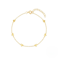 wholesale S925 Sterling Silver Minimalist Ins Layered Heart Bracelet,-Gold 925 silver