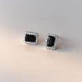 wholesale S925 Sterling Silver Square Diamond Stud Earrings, Minimalist and Luxurious Design, Unique Style M03772-0-2