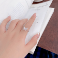 wholesale S925 silver textured butterfly ring for women, fashionable ins sweet and cool style, luxurious high-end sensation, popular openable ring-0-3