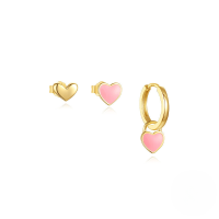 wholesale S925 Sterling Silver Zircon-inlaid Geometric Earring Set, Enamel Octagram Ear Cuffs-Set of 3 - Gold #5 925 Silver