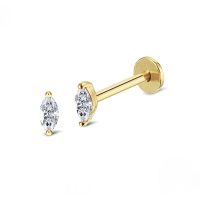 wholesale S925 Sterling Silver Geometric Minimalist Zircon Piercing Flat Thread Ear Bone Stud, Euro-american Korean Style Ins Jewelry-Single gold-style 2