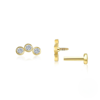 wholesale S925 Silver Zircon-studded 16g Flat Threaded Cartilage Ear Piercing-Single gold #4