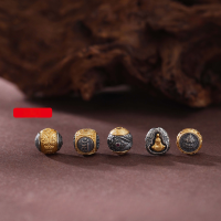 wholesale Metal: 925 Silver Plated with 24K Gold Thai Silver Dice-shaped Bead, Two-tone DIY Star and Moon Bodhi Bracelet, Cultural Play Accessory, Spacer Bead-Buddha Trumpet