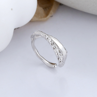 wholesale S925 Sterling Silver European and American Cross-Border Geometric Irregular Concave-Convex Texture Creative Niche Open-Angle Ring for Women-DJ1135/Platinum approx. 3.8g &gt; Adjustable opening