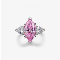 wholesale S925 Sterling Silver New High Carbon Diamond Ring Simple 8*14 Marquise 3 Carat Best-Selling Silver Ring in Europe and America Ins-White 8*14; D53【R-0313】>No.6