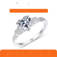 wholesale S925 Silver Heart-shaped Ring for Women, Romantic and Elegant Wedding Jewelry, Cross-border E-commerce Best Seller-White gold 1.5 carats (with certificate) >7 US