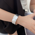 wholesale S925 Sterling Silver Super Heavy Work Tin Foil Wide Opening Bracelet for Women, Korean High Fashion Spring and Summer New Arrival Minimalist Cuff-0-2