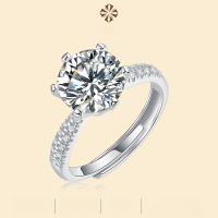 wholesale 18K gold-plated S925 silver ring with luxurious six-prong moissanite setting, new women's style, factory stock available for wholesale-Moissanite 50 points