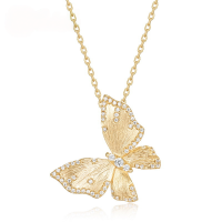 wholesale S925 Sterling Silver Gold-Plated Vintage Distressed Butterfly Pendant Necklace for Women, Minimalist and Versatile with a Touch of Luxury-Pendant without chain 925 silver