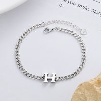 wholesale S925 Sterling Silver Trendy Thick Chain H Letter 3D Pendant Minimalist Design Versatile Bracelet-YS144/approx. 5.5g 925 silver