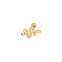 wholesale Sterling Silver S925 Fun Snake Threaded Ear Piercing With Zircons, Trendy Creative Helix Ear Cuff Ins Earrings-Single gold