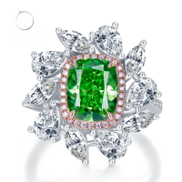 wholesale Metal Material: 925 Sterling Silver Mu Jing Jewelry Live Stream New 8*10 Radiant Cut Ice Flower Mint Green Extravagant European & American Style Luxury Ring-R379 Mint Green Ring Size 5