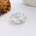 wholesale S925 Sterling Silver with Zircon Gold and Silver Two-Tone Open Ring, European and American Fashionable Elegant Luxury Style Index Finger Ring-0-2