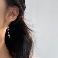 wholesale S925 Sterling Silver Fairy-like Sparkling Wave Ear Threads Double Twisted Curve Long Versatile Earrings M05642-0-1