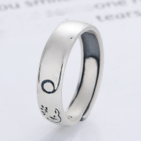 wholesale S990 Sterling Silver Vintage Retro Auspicious and Meaningful Openable Ring Ethnic Style Creative Unisex-1221JM polished/approx. 3.3g Adjustable opening