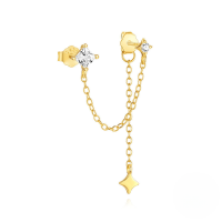 wholesale S925 Sterling Silver Tassel Marquise Zircon Stud Earrings, Pearl Star Ear Cuffs-Single gold#1&gt;925 silver