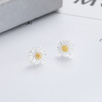 wholesale S925 Sterling Silver Korean-style Pastoral Daisy-shaped Stud Earrings Creative Fresh and Light Luxury Wind Earrings for Women-452RM/approx. 1.2g/pair 925 silver