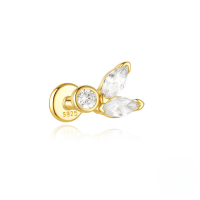 wholesale S925 Sterling Silver Marquise Geometric Ear Cartilage Stud With Zircon, Threaded Flat Top, And Fringe Tassel-Single gold #6