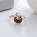 wholesale S925 Sterling Silver Retro Craft Lucky Bag Style Inlaid with Southern Red Agate Ring Ethnic Trend National Tide Ring-0-2