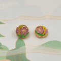 wholesale S925 silver gold-plated enamel zodiac flower hole beads accessories DIY Chinese-style floral piercing spacer jewelry-0-16