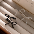 wholesale S925 Sterling Silver Fresh and Sweet Style Cute Design Pearl Bow Ear Studs M05572-0-3