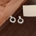wholesale S925 Sterling Silver Textured Circle Ear Studs Women Spring Summer New Ins Minimalist French Style Earrings-0-1