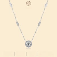 wholesale 925 Silver Starry Light Pendant Fashion Collarbone Chain Tarnish-Free Internet-Famous Moissanite Necklace Layered Wearing Premium-(Special) Six-claw necklace 1 carat