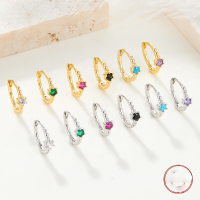 wholesale 925 Silver Cross-Border Hot-Selling Light Luxury Earrings with High-End Feel, Zircon Ear Clasps, Multi-Color Zircon, Small and Exquisite Pure Silver Earrings-Black Diamond Gold