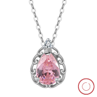 wholesale S925 Silver with 5A Pink Teardrop Zircon Pendant, Women's High-End Small Luxe Style Necklace-White gold, detachable, approximately 2.35g 925 silver