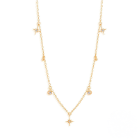 wholesale S925 Sterling Silver Octagonal Star Zircon Accented Baroque Pearl Collar Necklace, European Fashion Ins Layering French Style-Gold-Style 2 925 Silver