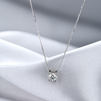 wholesale S925 Sterling Silver Moissanite Diamond Necklace for Women, Fashion Jewelry, Ins Minimalist Style Bullhead Pendant Collarbone Chain Accessory-5.5mm (60 points) Moissanite Necklace  925 Silver