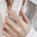 wholesale S925 Sterling Silver Korean Minimalist Simple Band Small Aesthetic Design Trendy Personalized Viral Style Open Adjustable Ring for Women-0-1