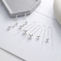 wholesale Pure Silver S25 Irregular Sphere Long Tassel Earrings, Ins Korean Version Light Luxury Style Design Earrings for Women-0-0