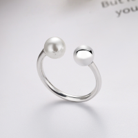 wholesale S925 silver Korean-style trendy luxury round pearl unique creative design open ring-YFJ1184/approx. 2g>Adjustable opening