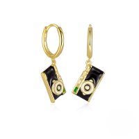 wholesale S925 Sterling Silver Creative Camera, Instrument, And Bottle Earring Set With Enamel Drop Oil Design In European French Style-Gold-Style 2